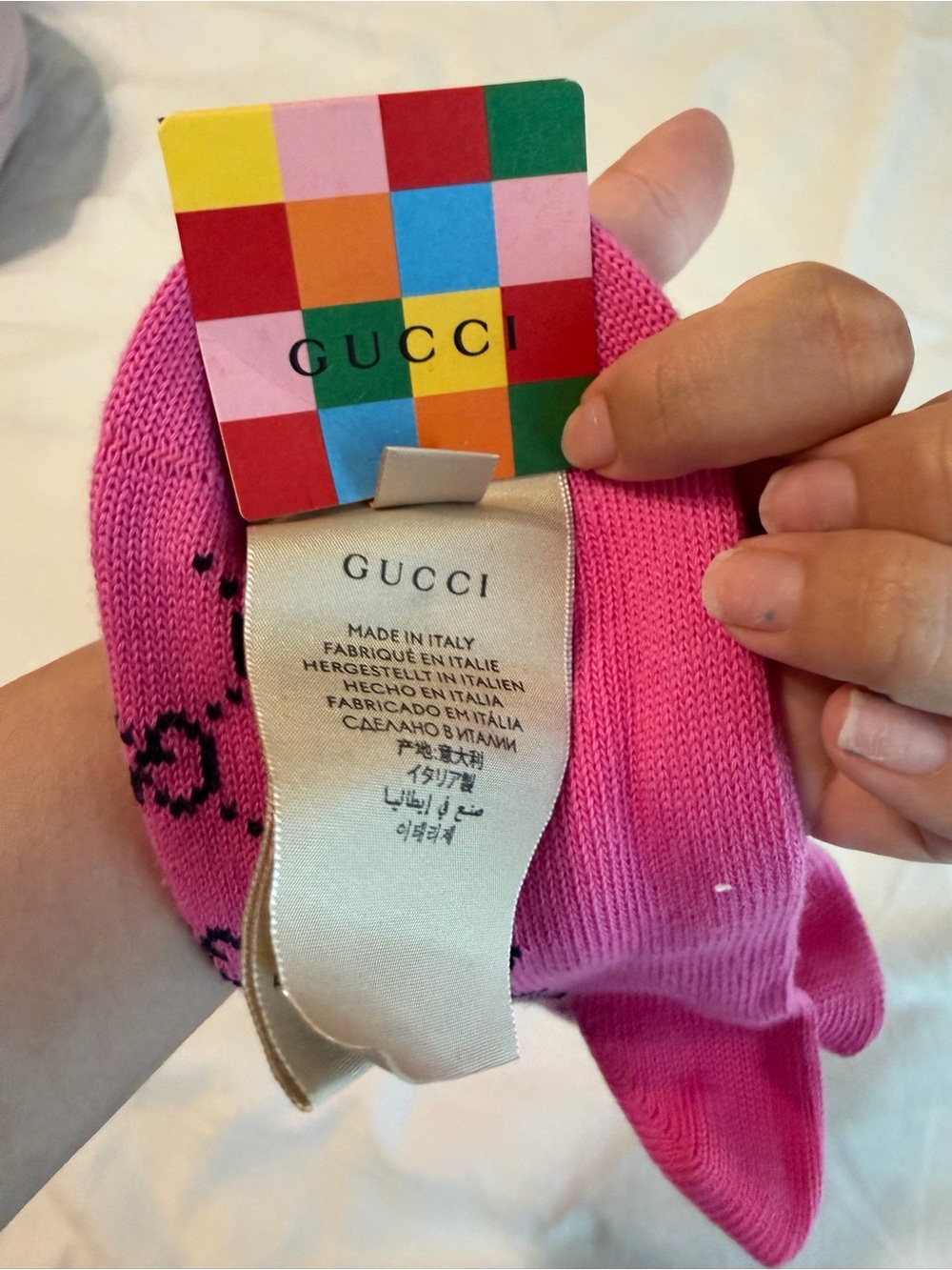 Gucci Hot Pink GG Logo Ankle Socks size large - Picture 5 of 5